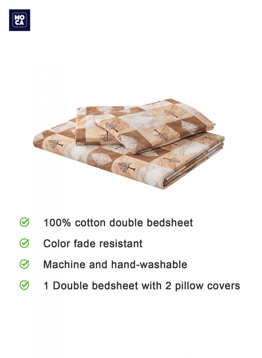 120 TC Cotton Double Bedsheet with 2 Pillow Covers