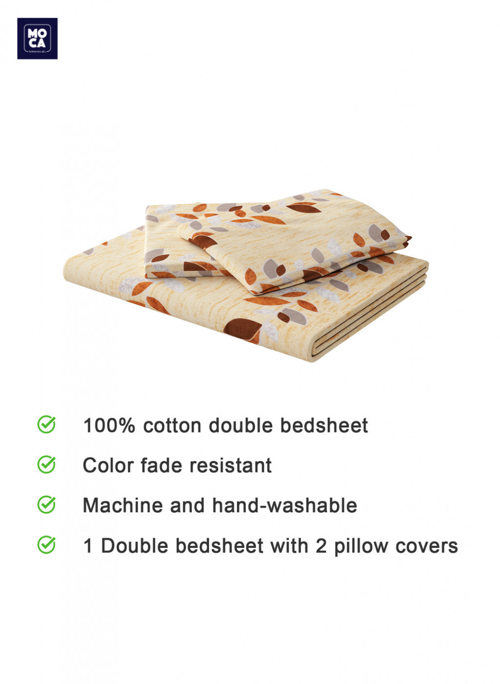 120 TC Cotton Double Bedsheet with 2 Pillow Covers