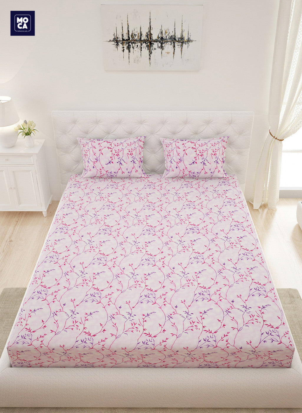 120 TC Cotton Double Bedsheet with 2 Pillow Covers