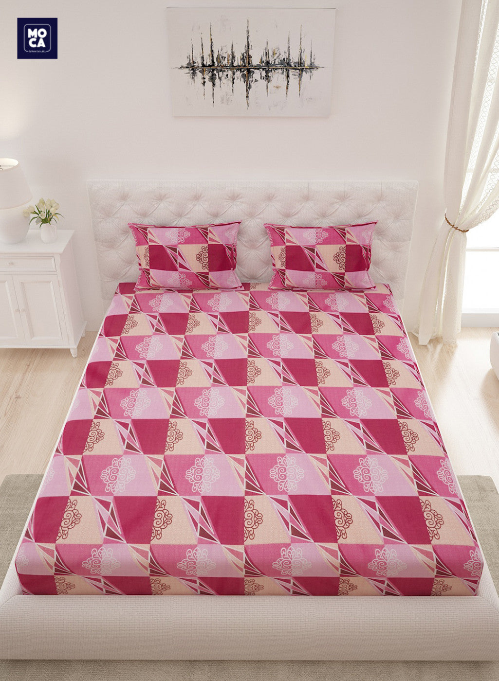 120 TC Cotton Double Bedsheet with 2 Pillow Covers