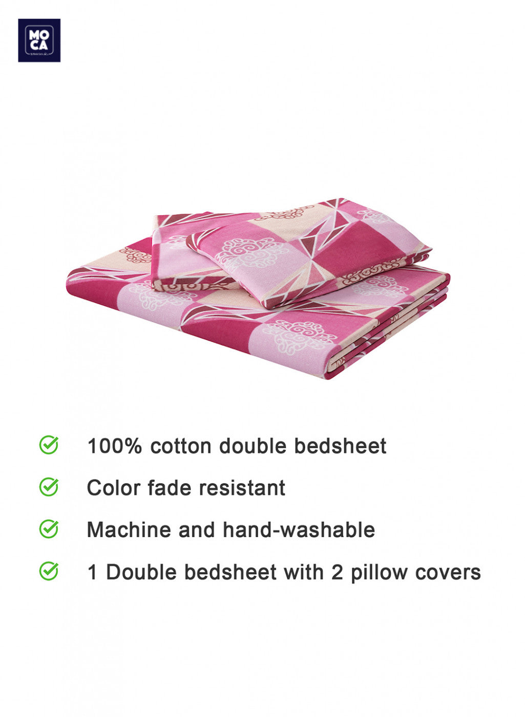 120 TC Cotton Double Bedsheet with 2 Pillow Covers