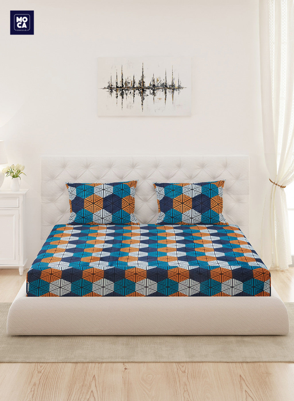 144 TC Cotton Double Bedsheet with 2 Pillow Covers