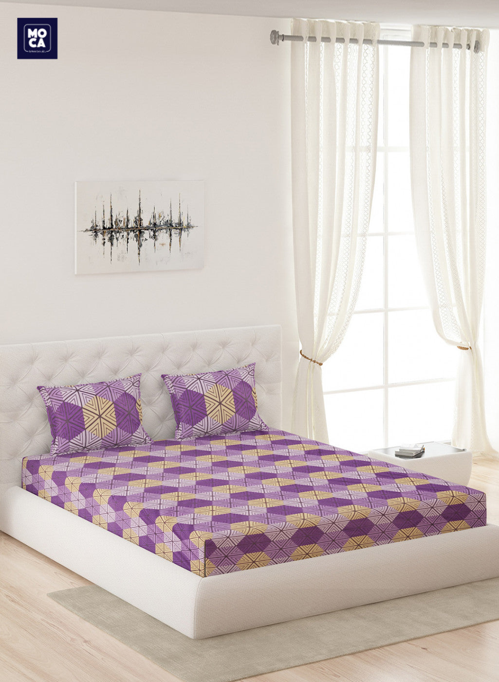 144 TC Cotton Double Bedsheet with 2 Pillow Covers