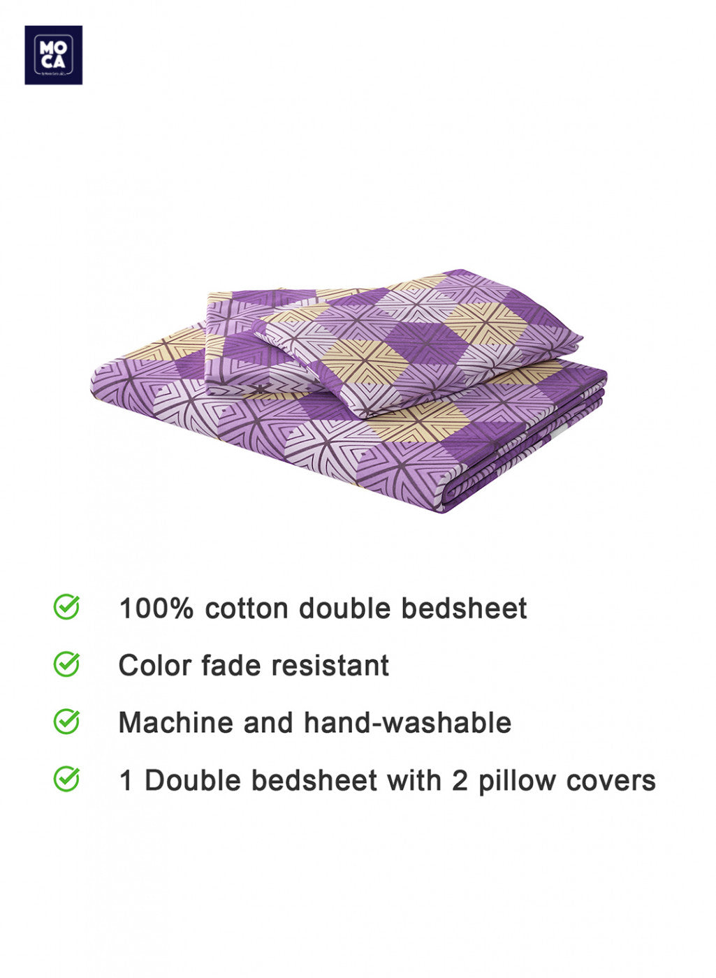 144 TC Cotton Double Bedsheet with 2 Pillow Covers