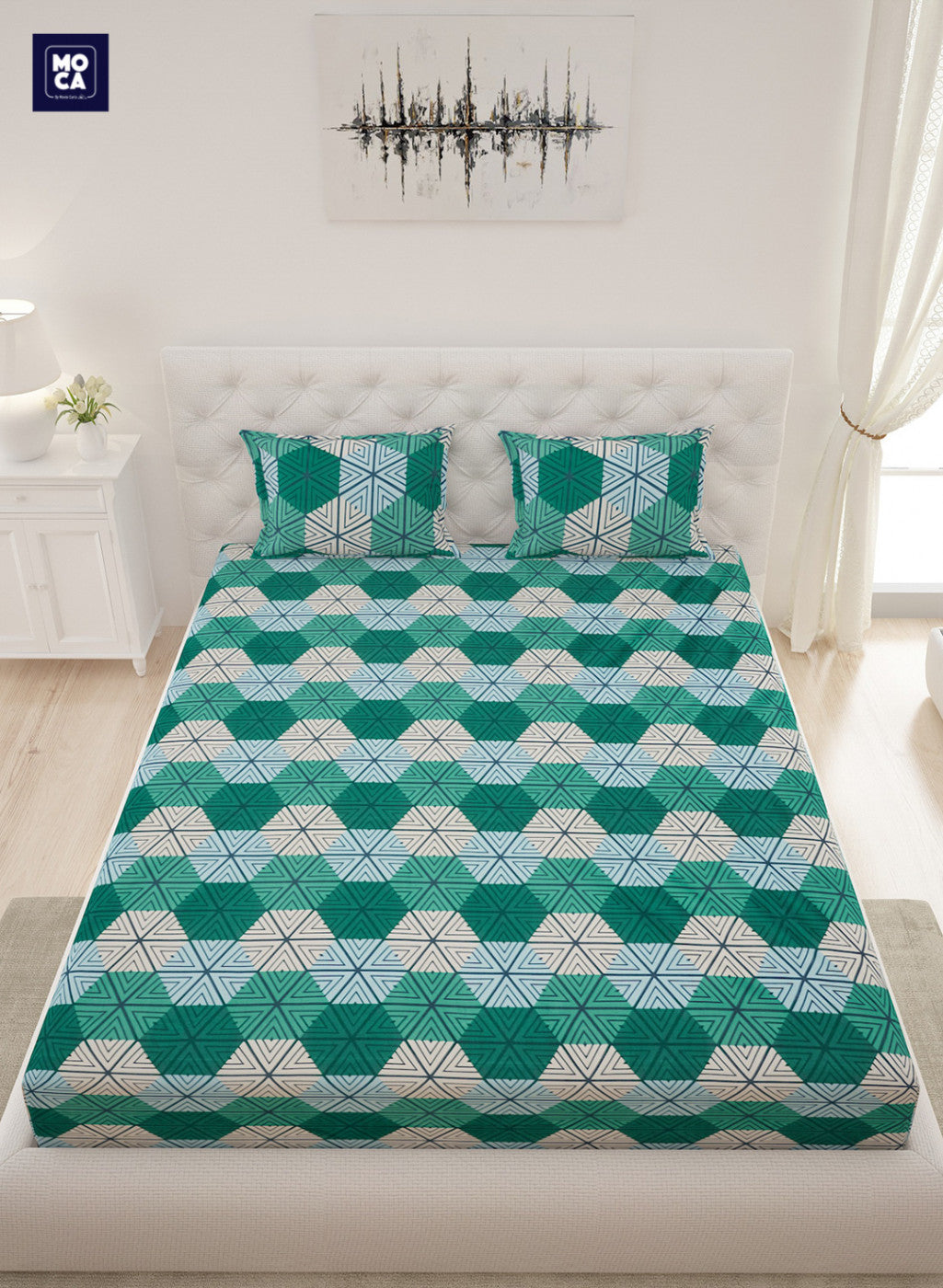 144 TC Cotton Double Bedsheet with 2 Pillow Covers