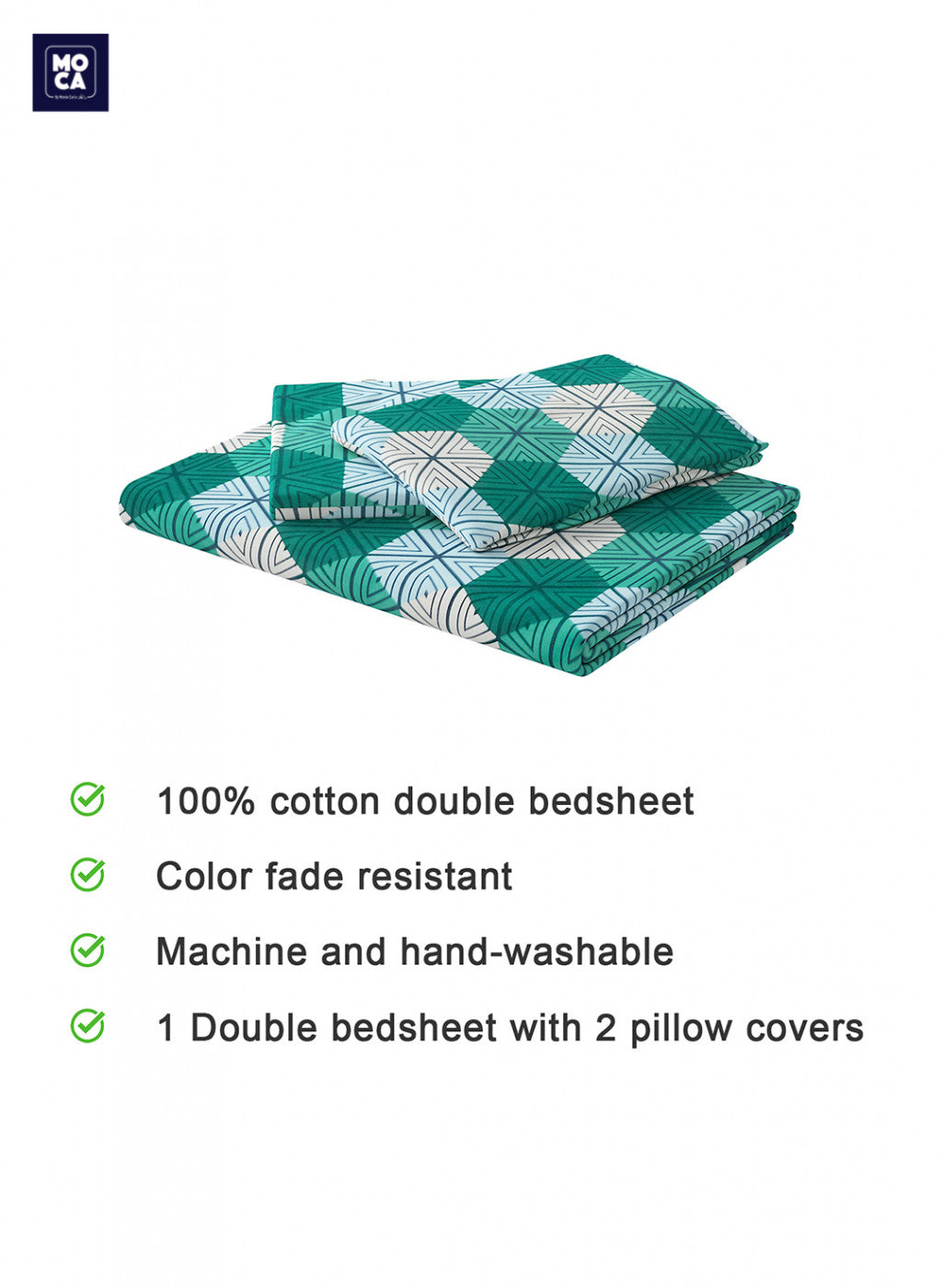 144 TC Cotton Double Bedsheet with 2 Pillow Covers