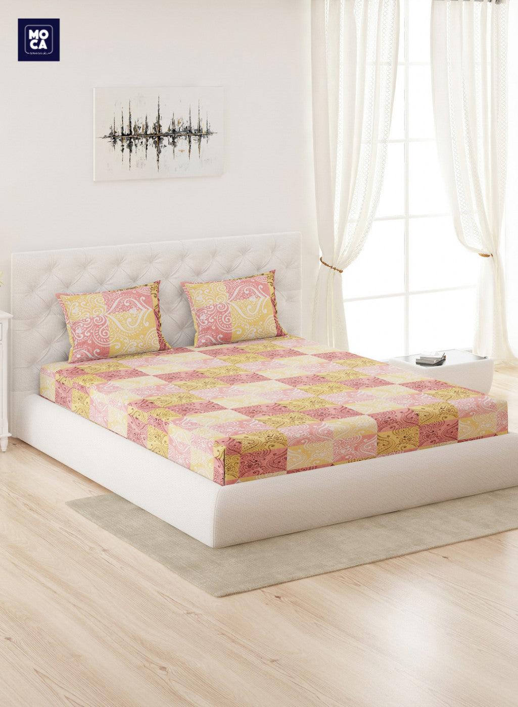 144 TC Cotton Double Bedsheet with 2 Pillow Covers