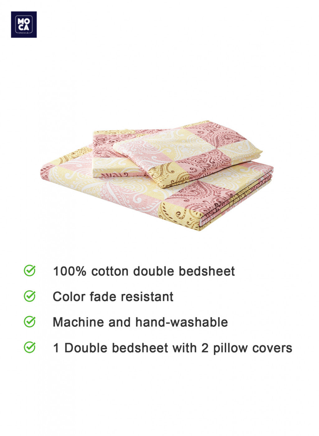 144 TC Cotton Double Bedsheet with 2 Pillow Covers