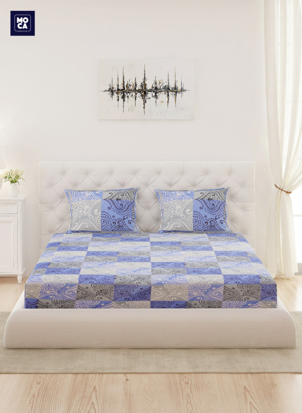 144 TC Cotton Double Bedsheet with 2 Pillow Covers
