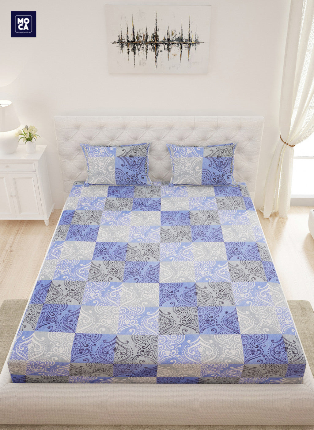 144 TC Cotton Double Bedsheet with 2 Pillow Covers