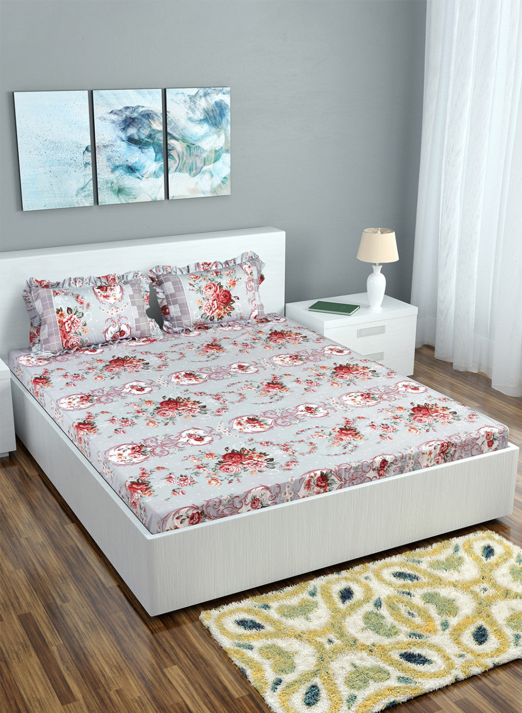 Multi Color 130 GSM Bedsheet with 2 Pillow Covers