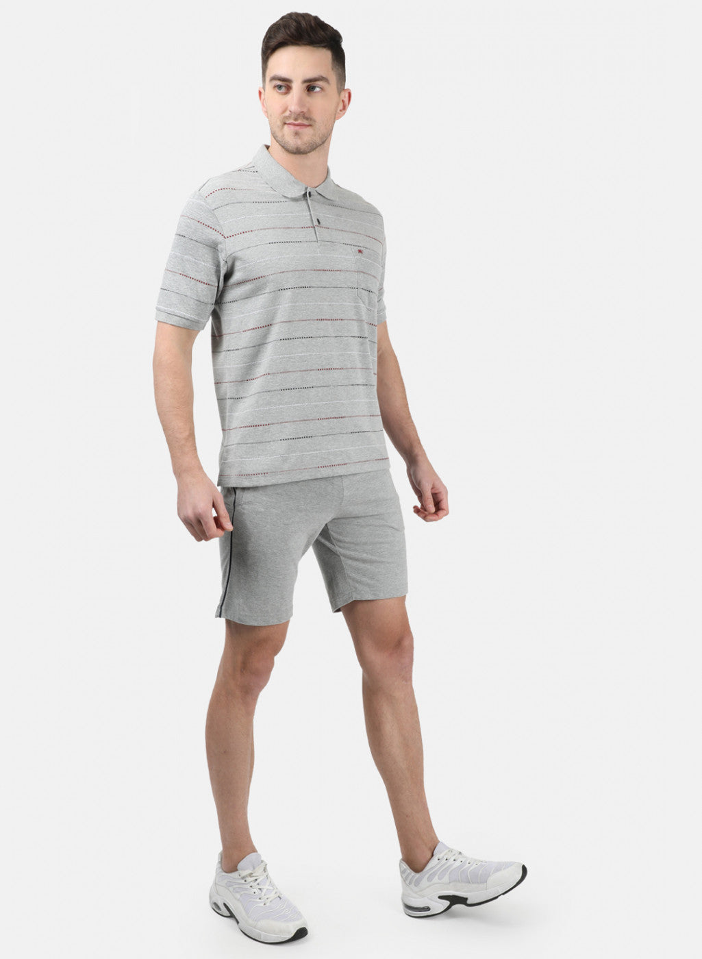 Men Grey Stripe Combo Set