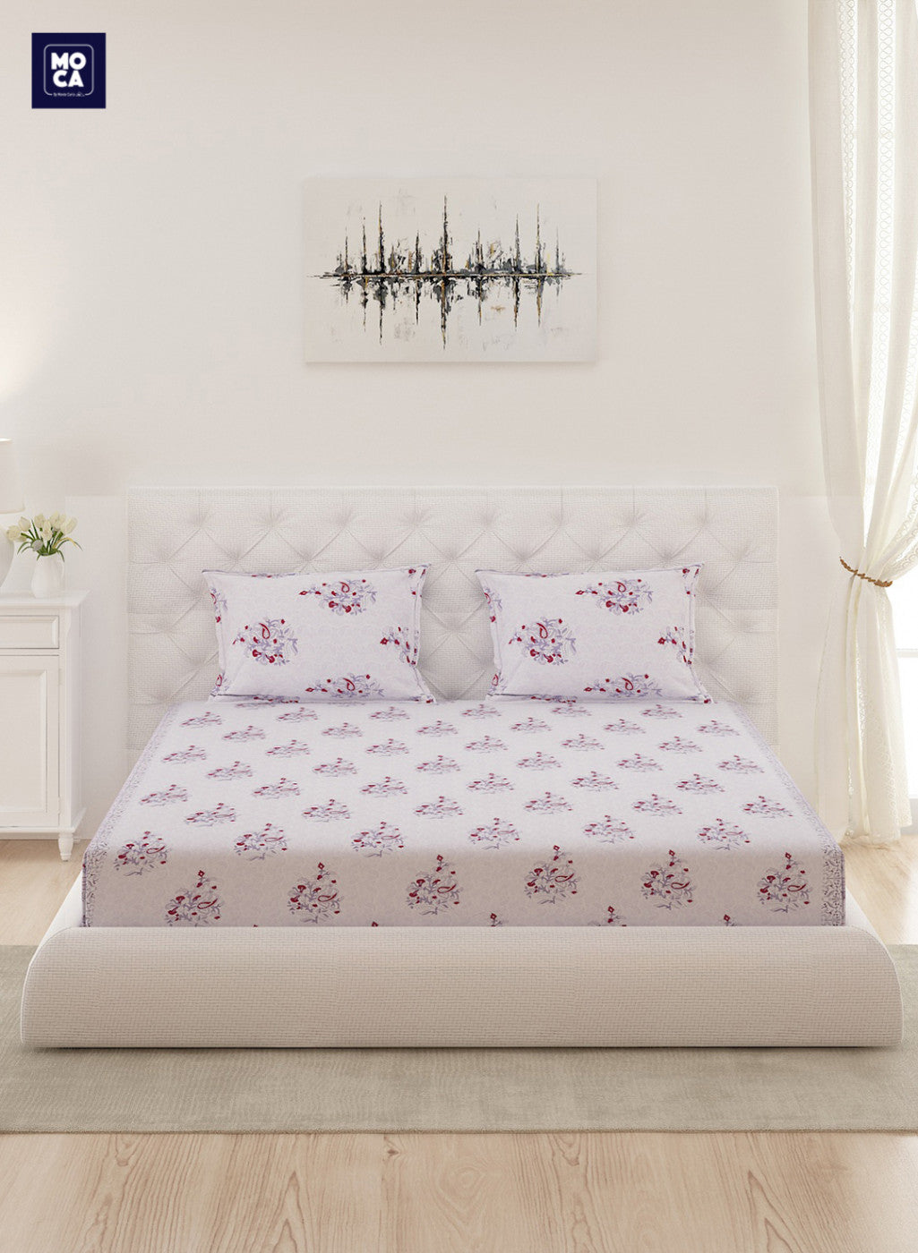 210 TC Cotton King Bedsheet with 2 Pillow Covers