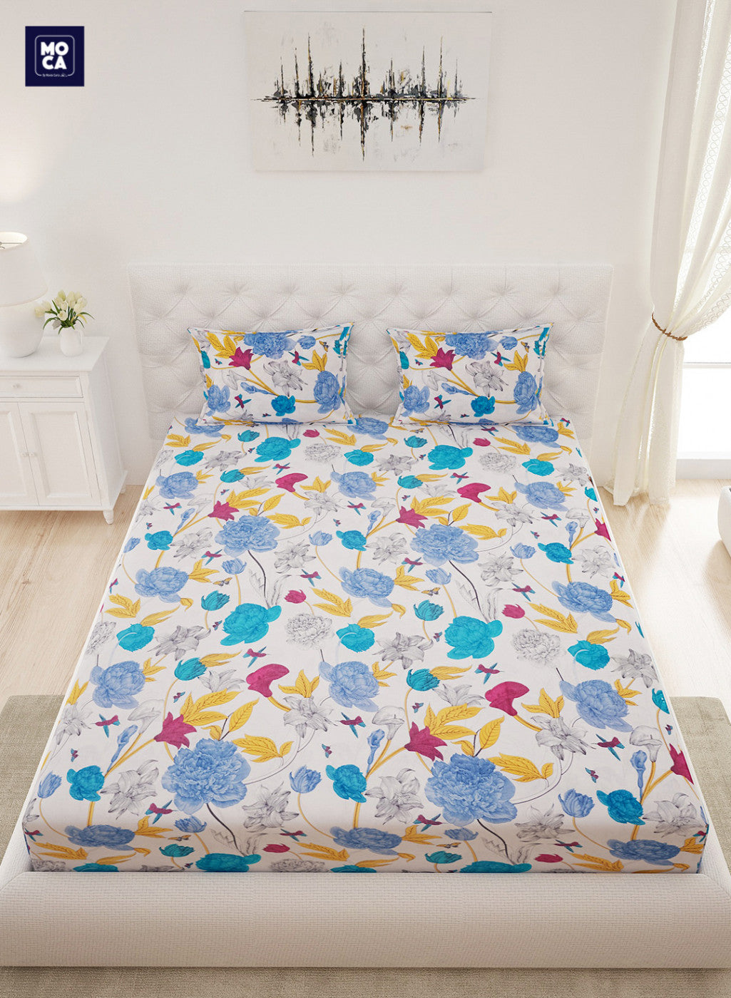 120 TC Cotton Double Bedsheet with 2 Pillow Covers