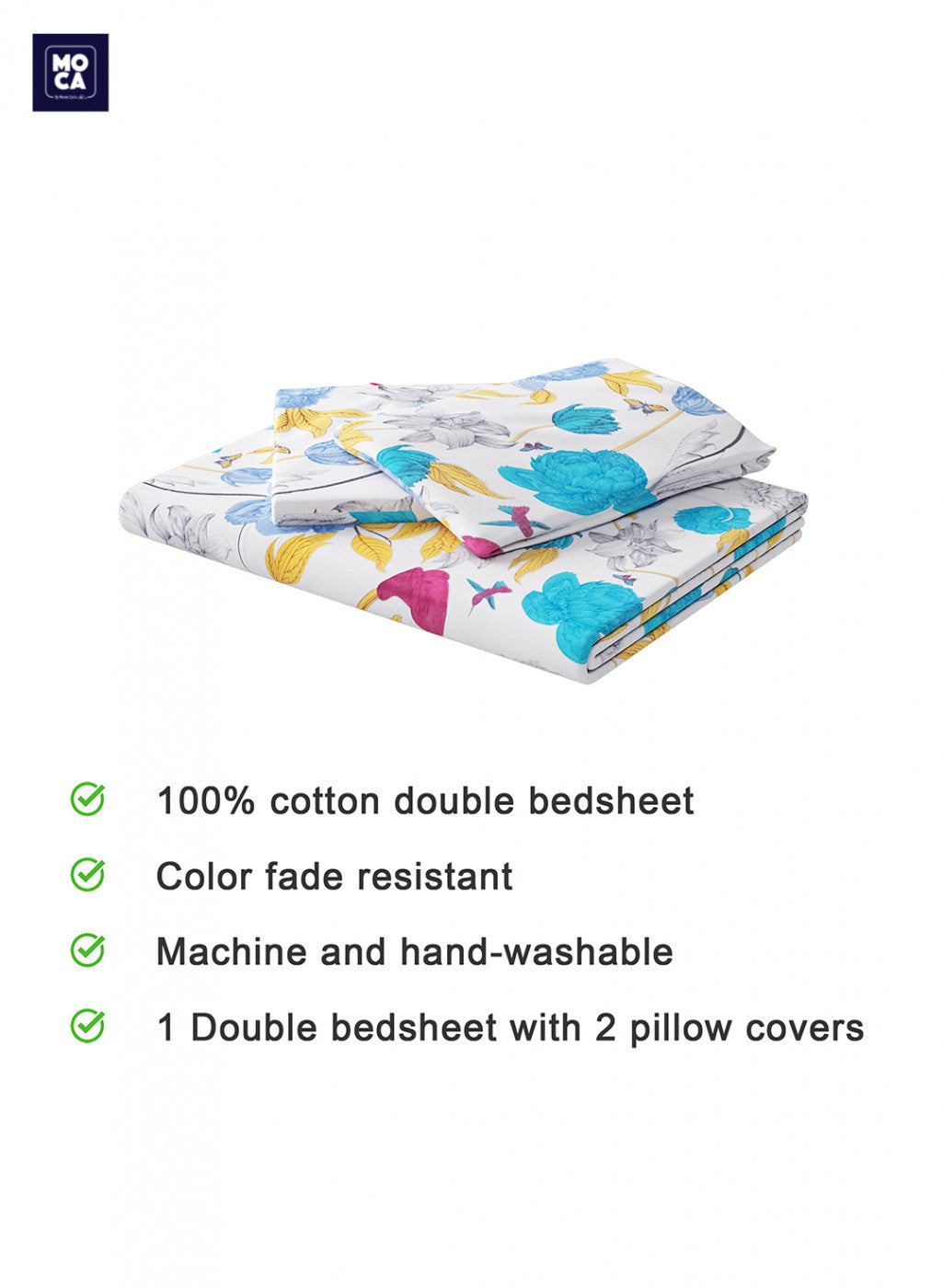 120 TC Cotton Double Bedsheet with 2 Pillow Covers