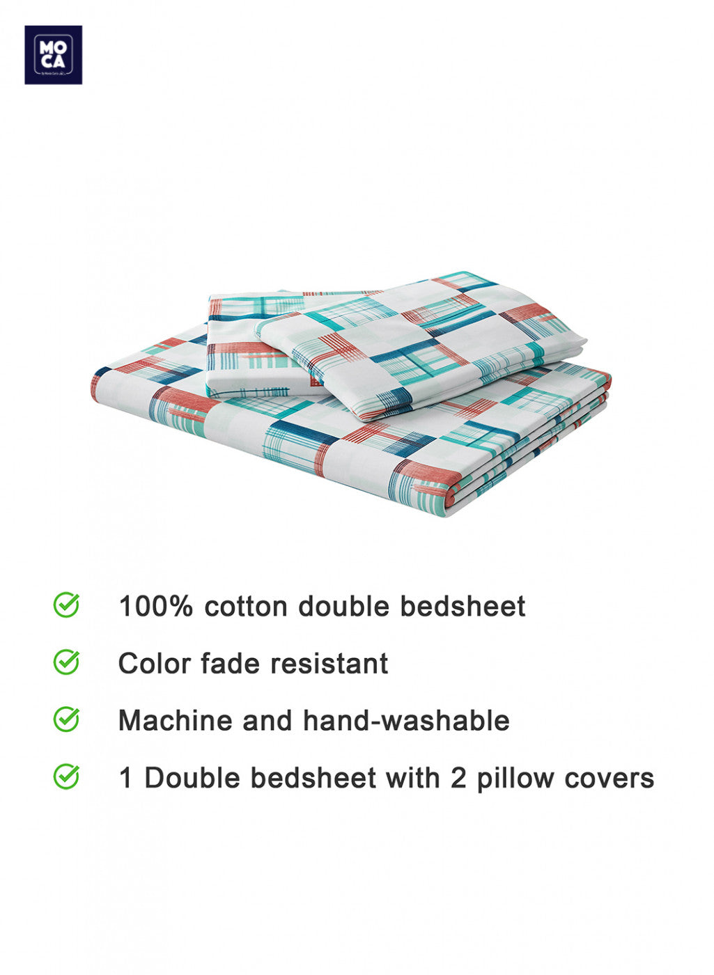 120 TC Cotton Double Bedsheet with 2 Pillow Covers