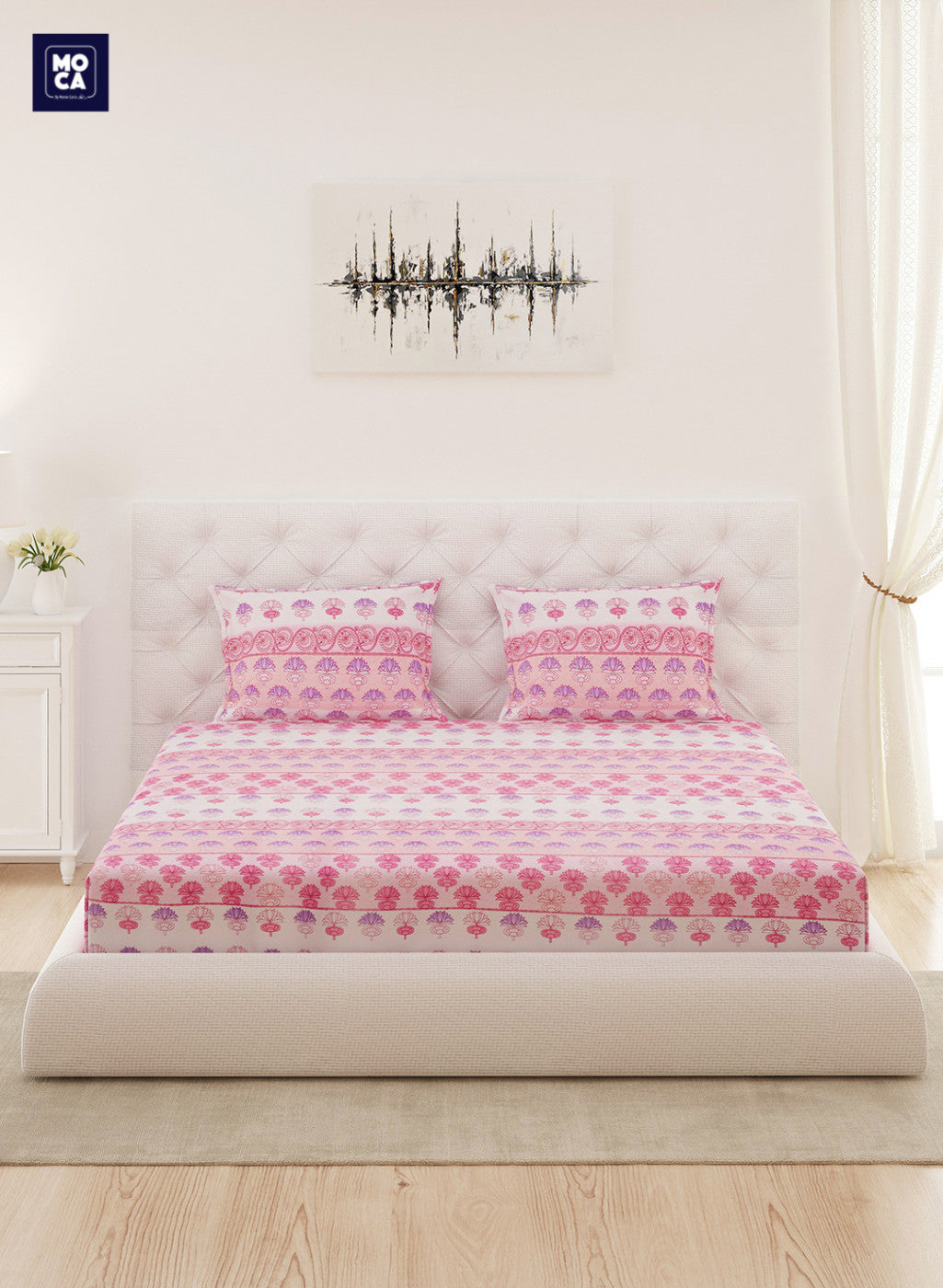 120 TC Cotton Double Bedsheet with 2 Pillow Covers