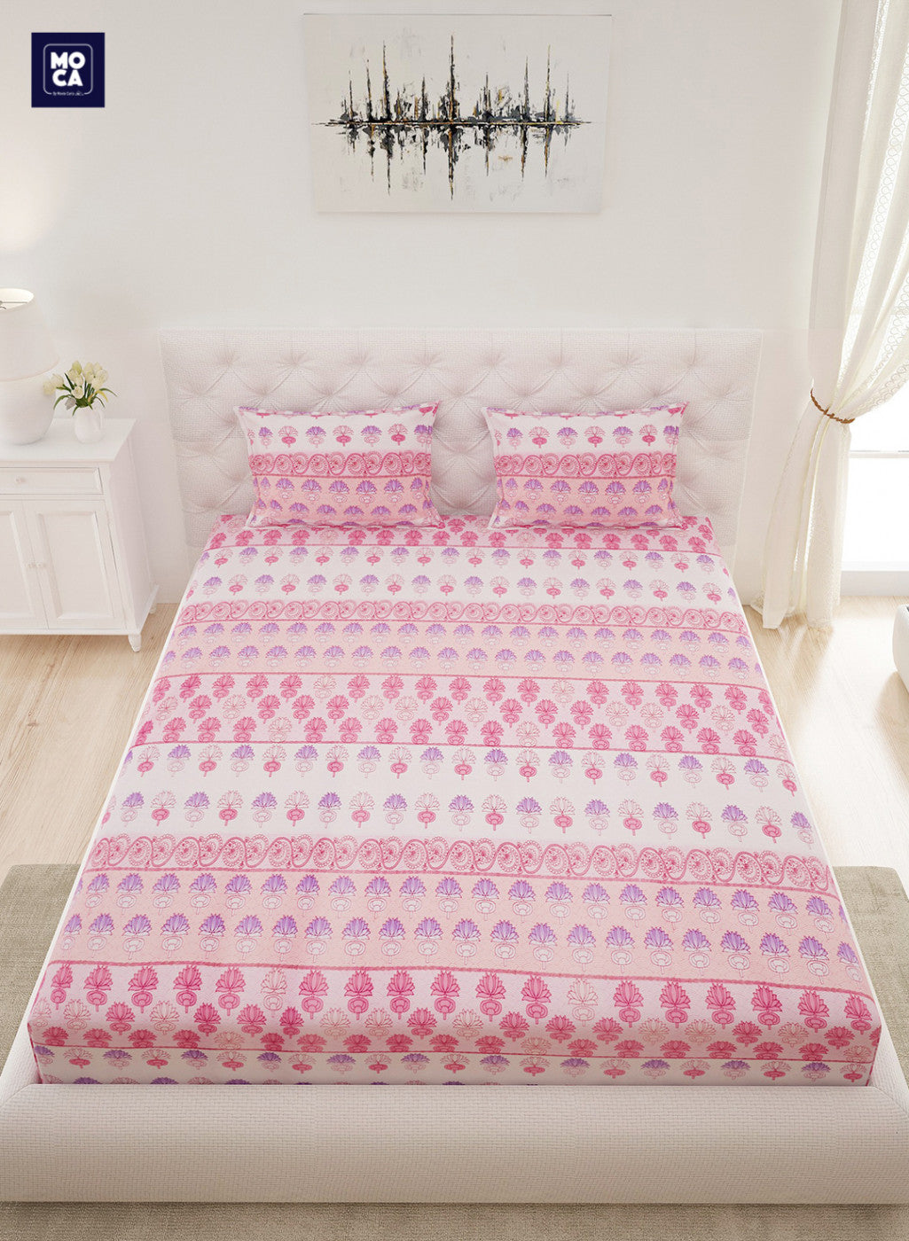 120 TC Cotton Double Bedsheet with 2 Pillow Covers