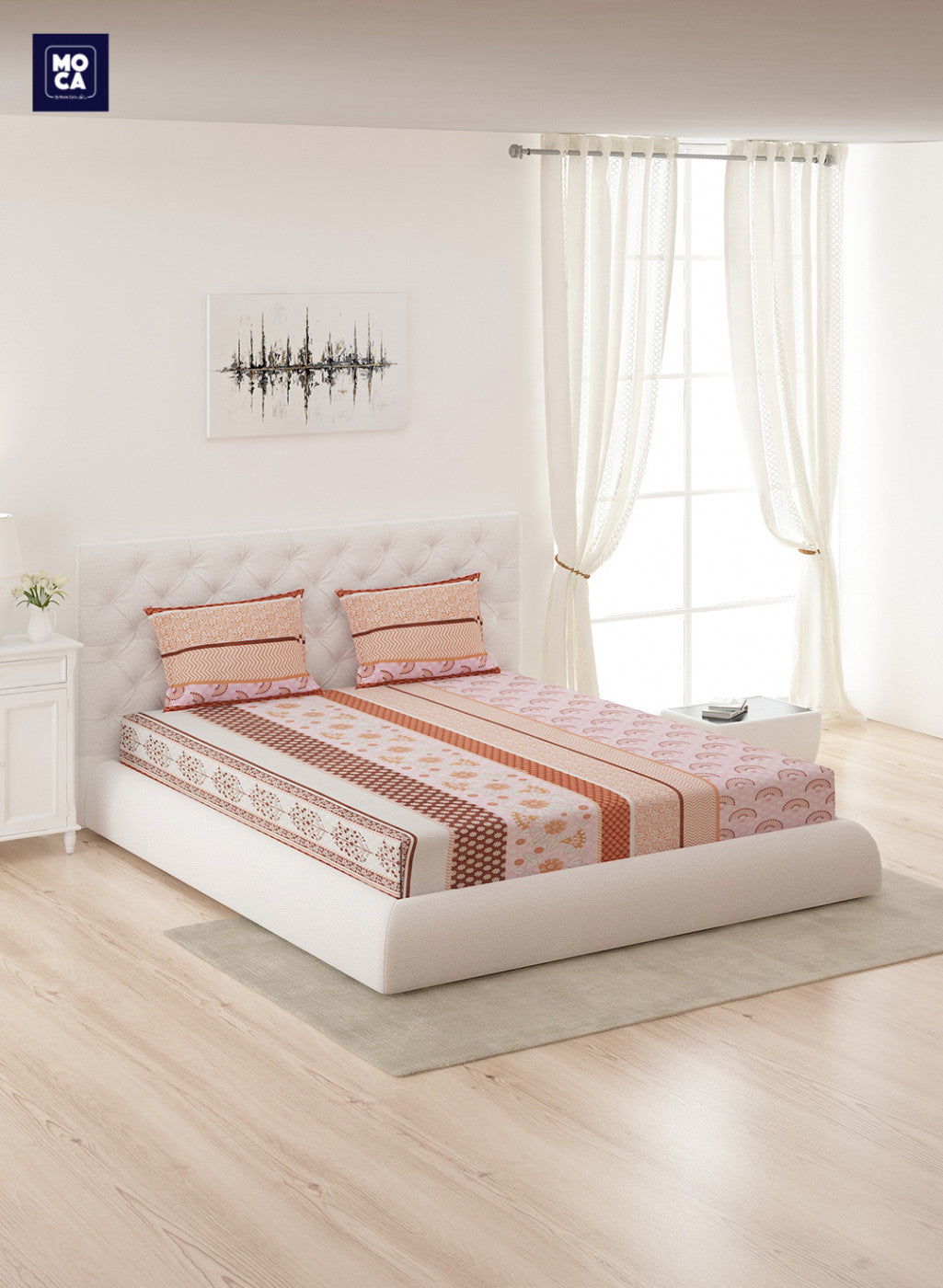 120 TC Cotton Double Bedsheet with 2 Pillow Covers