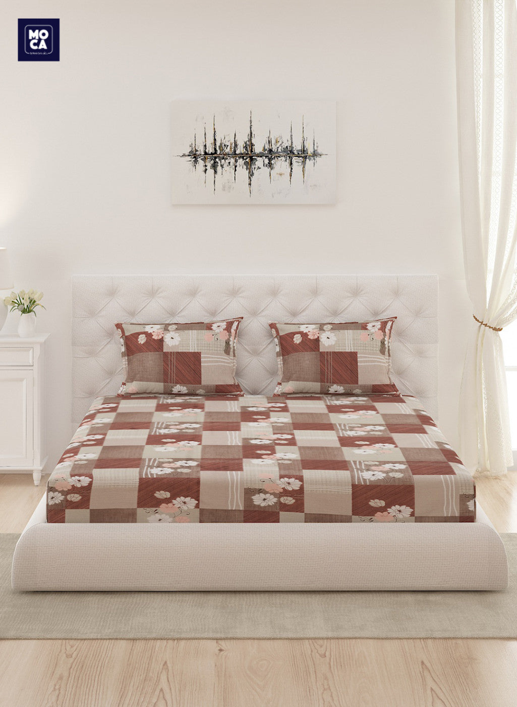 120 TC Cotton Double Bedsheet with 2 Pillow Covers