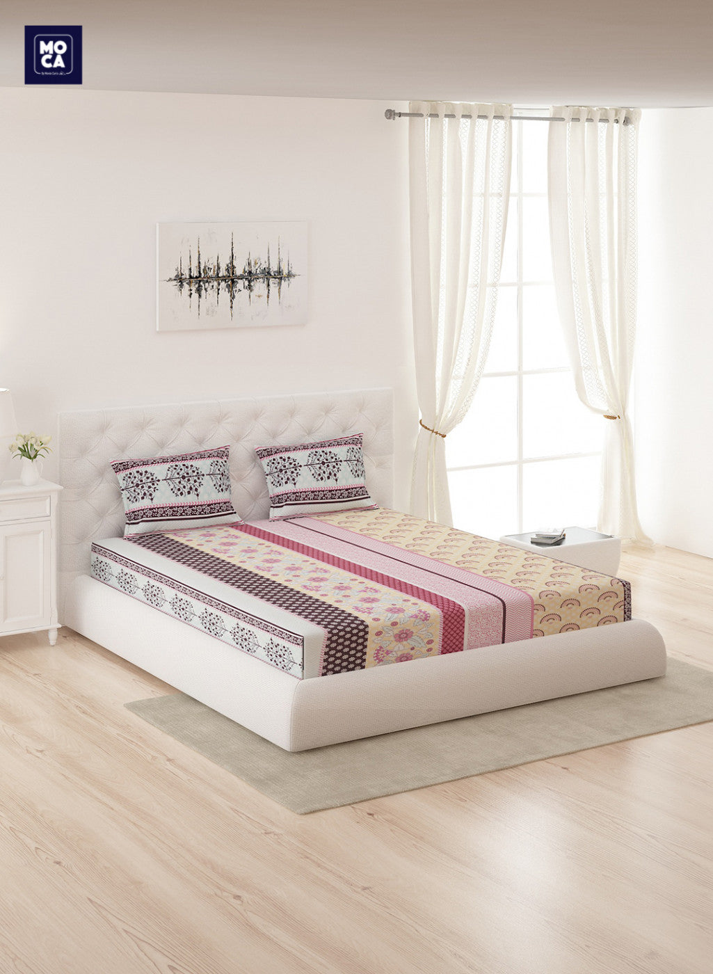 120 TC Cotton Double Bedsheet with 2 Pillow Covers