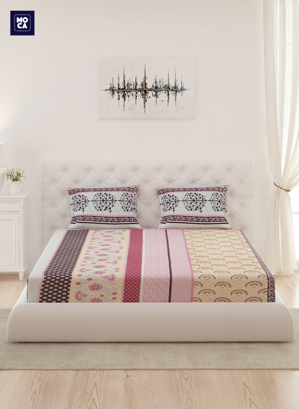 120 TC Cotton Double Bedsheet with 2 Pillow Covers