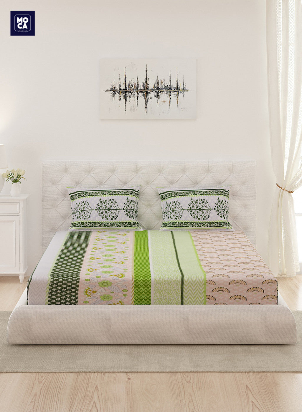 120 TC Cotton Double Bedsheet with 2 Pillow Covers