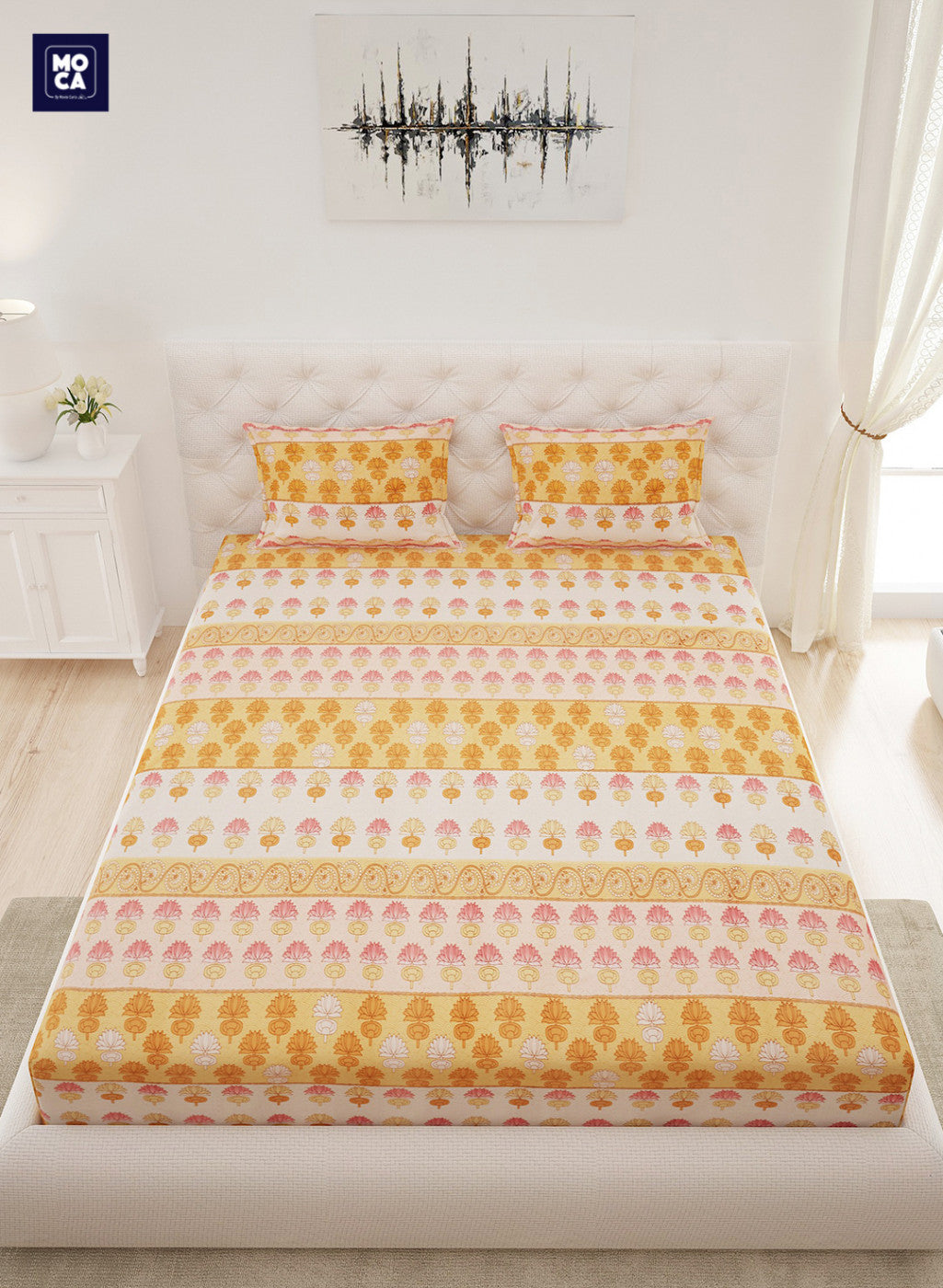 120 TC Cotton Double Bedsheet with 2 Pillow Covers