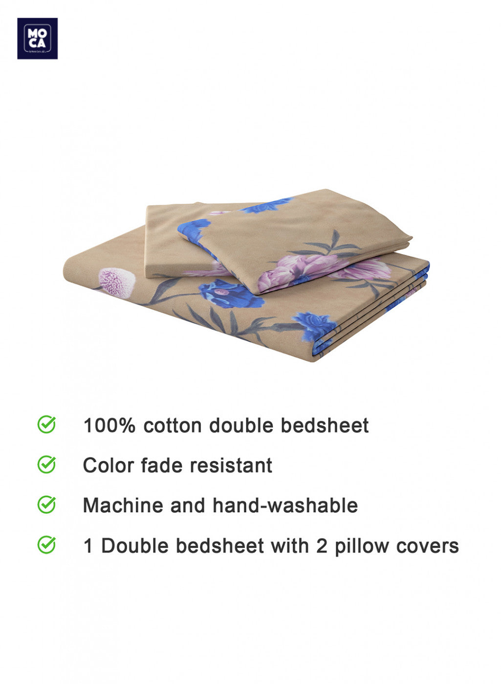 120 GSM Microfibre Double Bedsheet with 2 Pillow Covers
