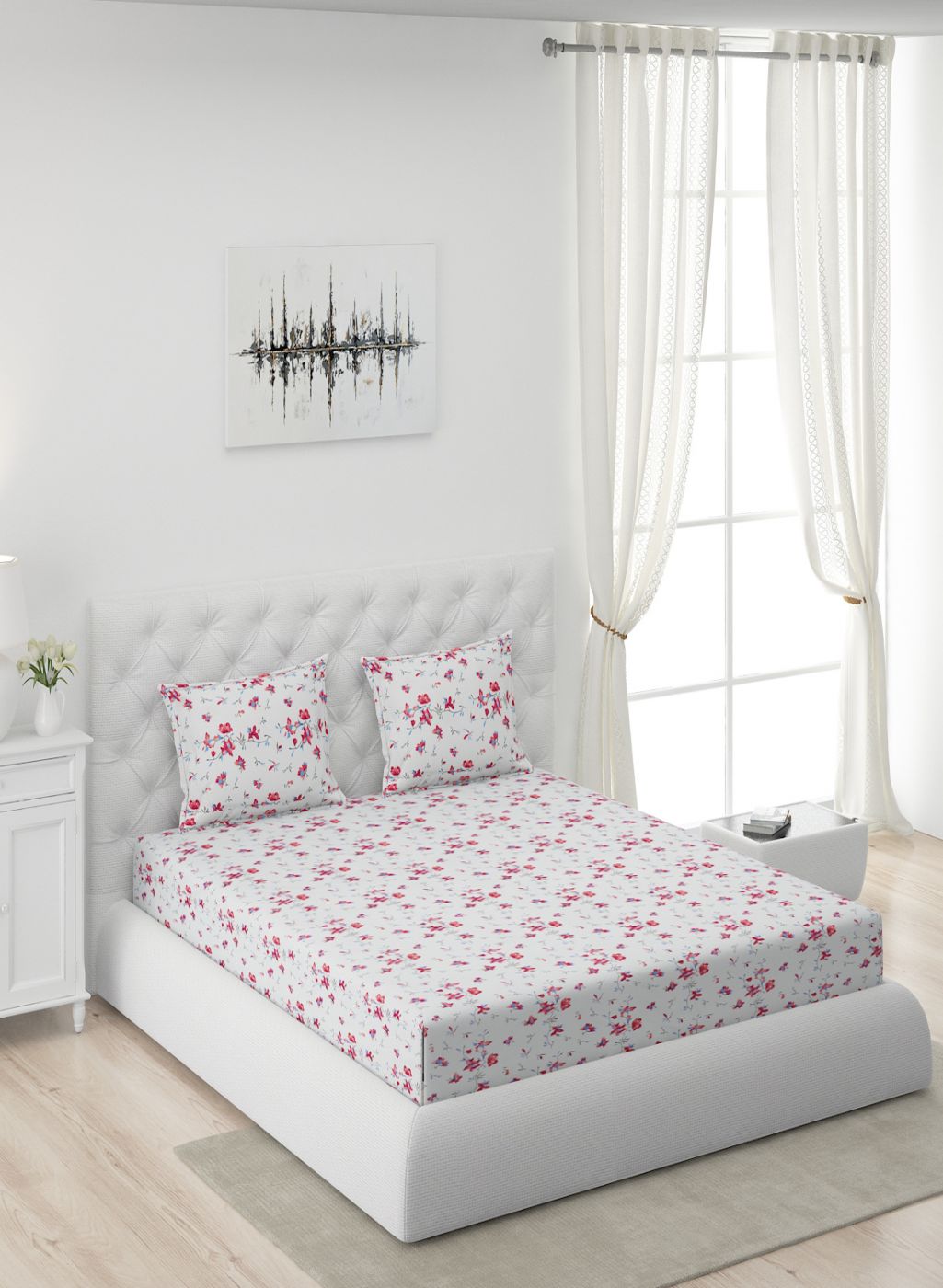 120 GSM Microfibre Double Bedsheet with 2 Pillow Covers