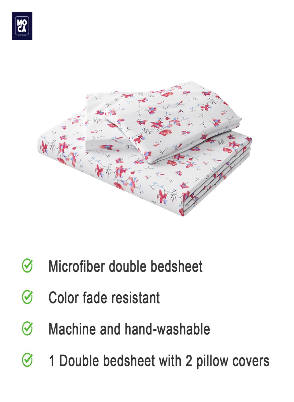 120 GSM Microfibre Double Bedsheet with 2 Pillow Covers