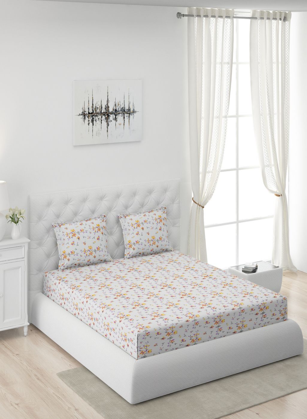 120 GSM Microfibre Double Bedsheet with 2 Pillow Covers