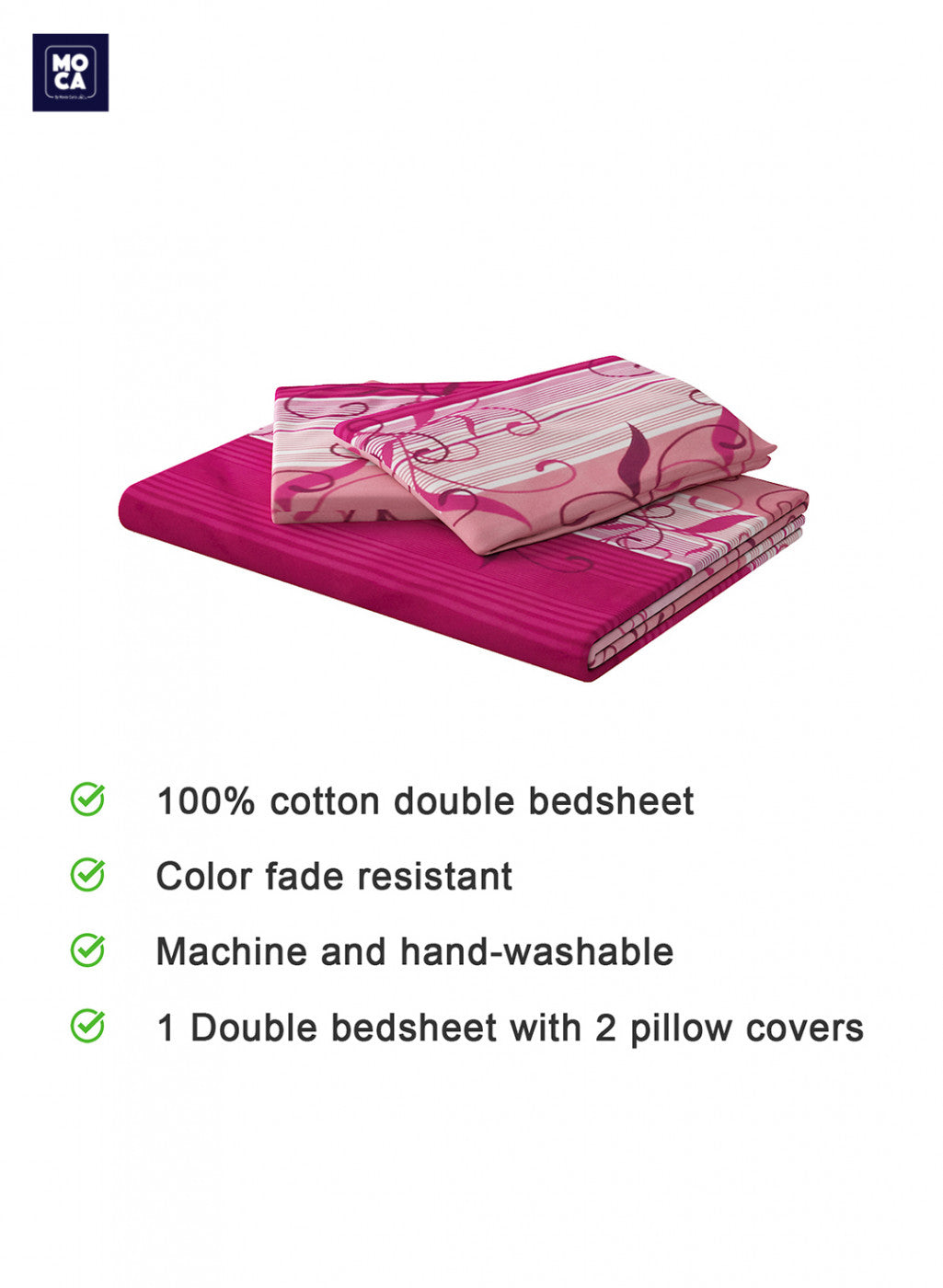 120 GSM Microfibre Double Bedsheet with 2 Pillow Covers