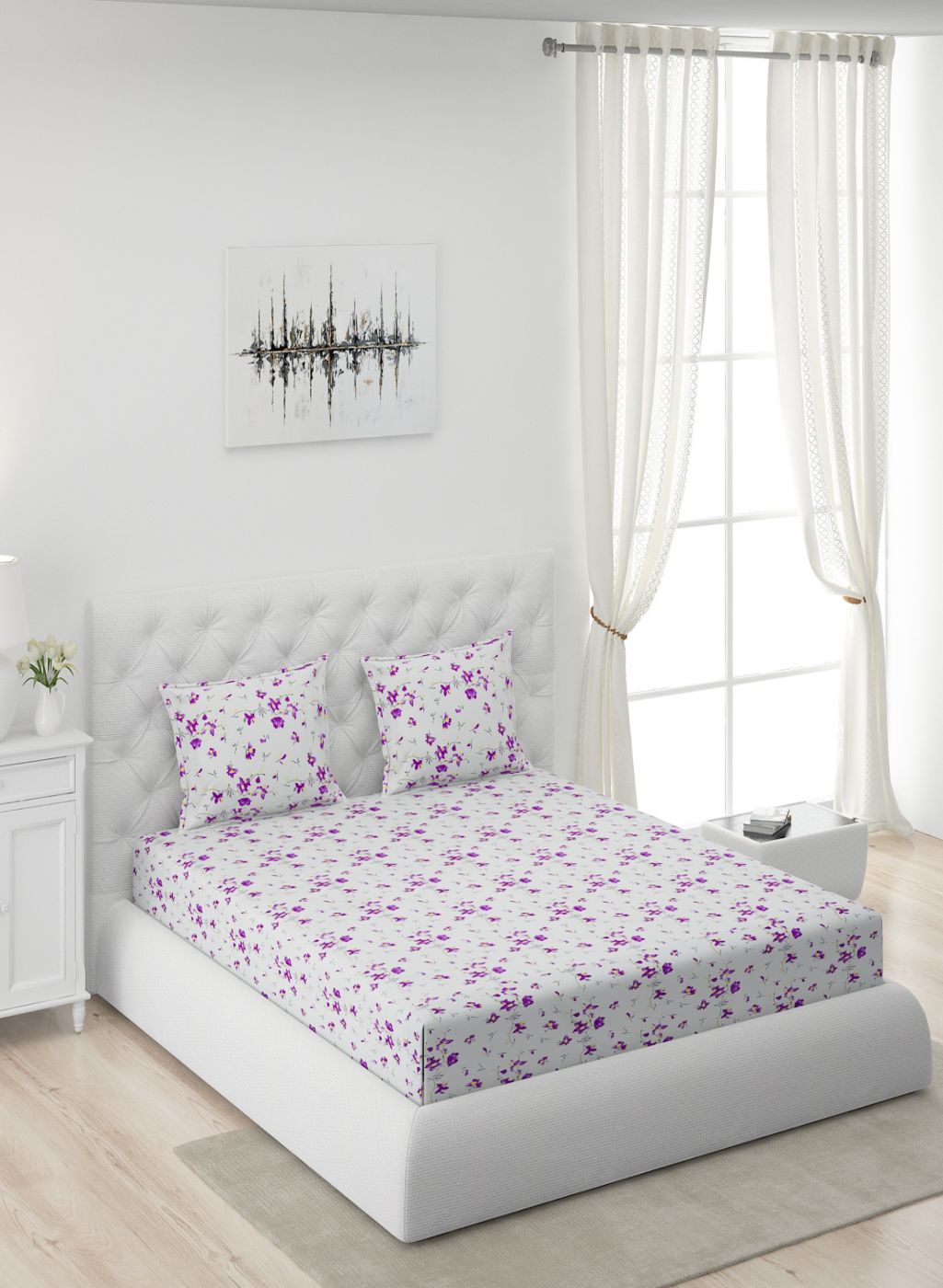 120 GSM Microfibre Double Bedsheet with 2 Pillow Covers