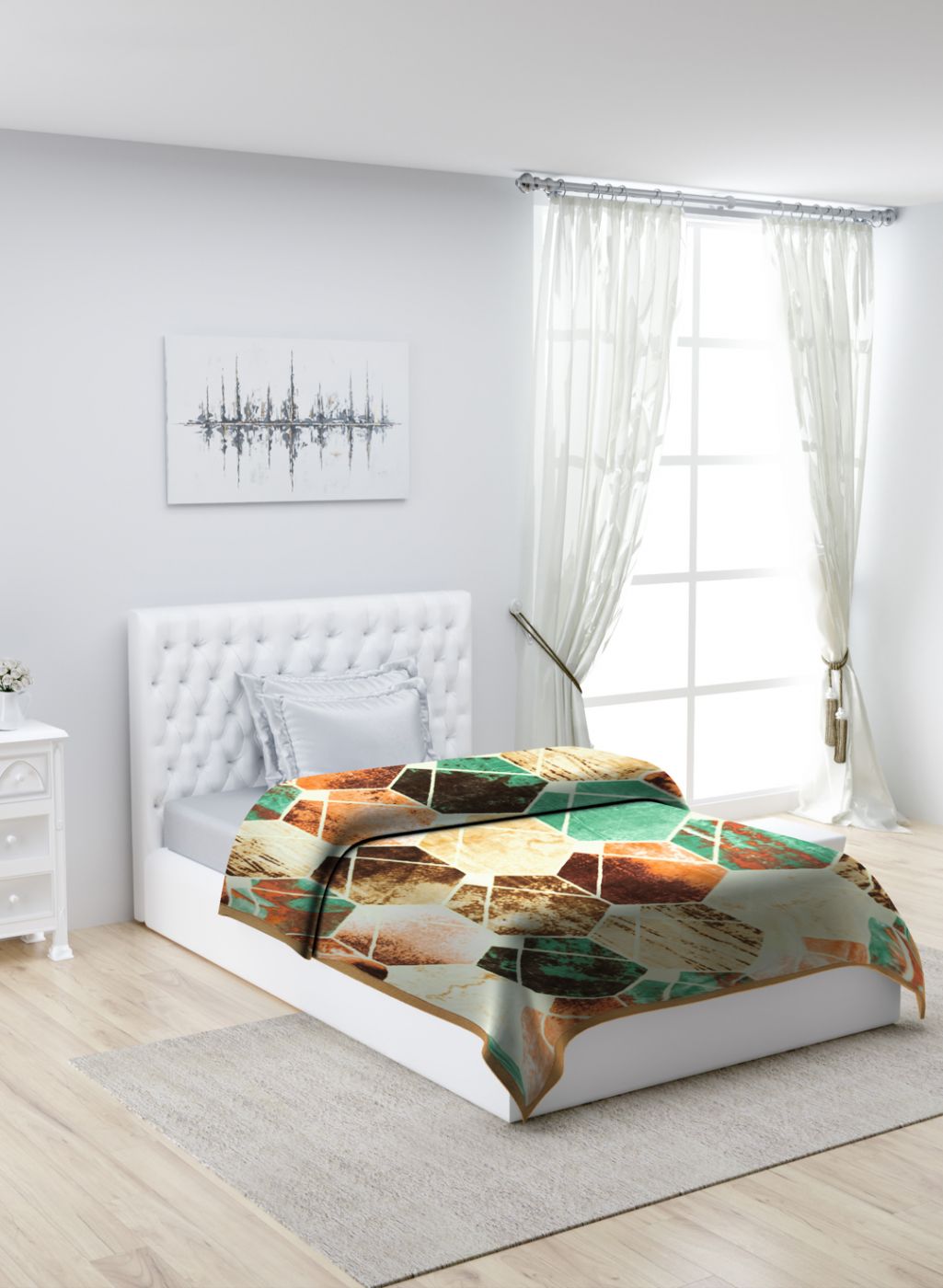Printed Mink Single Blanket for Mild Winter - 2 Ply