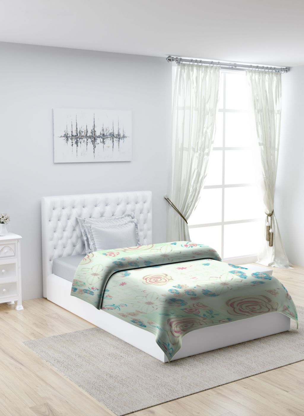 Printed Mink Single Blanket for Mild Winter - 2 Ply