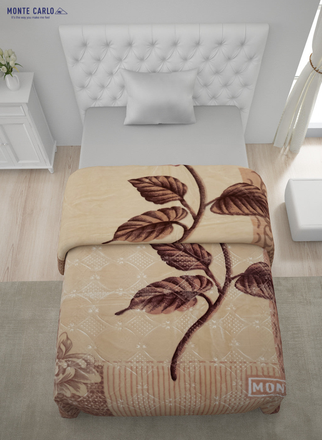 Printed Mink Single Blanket for Heavy Winter -2 Ply