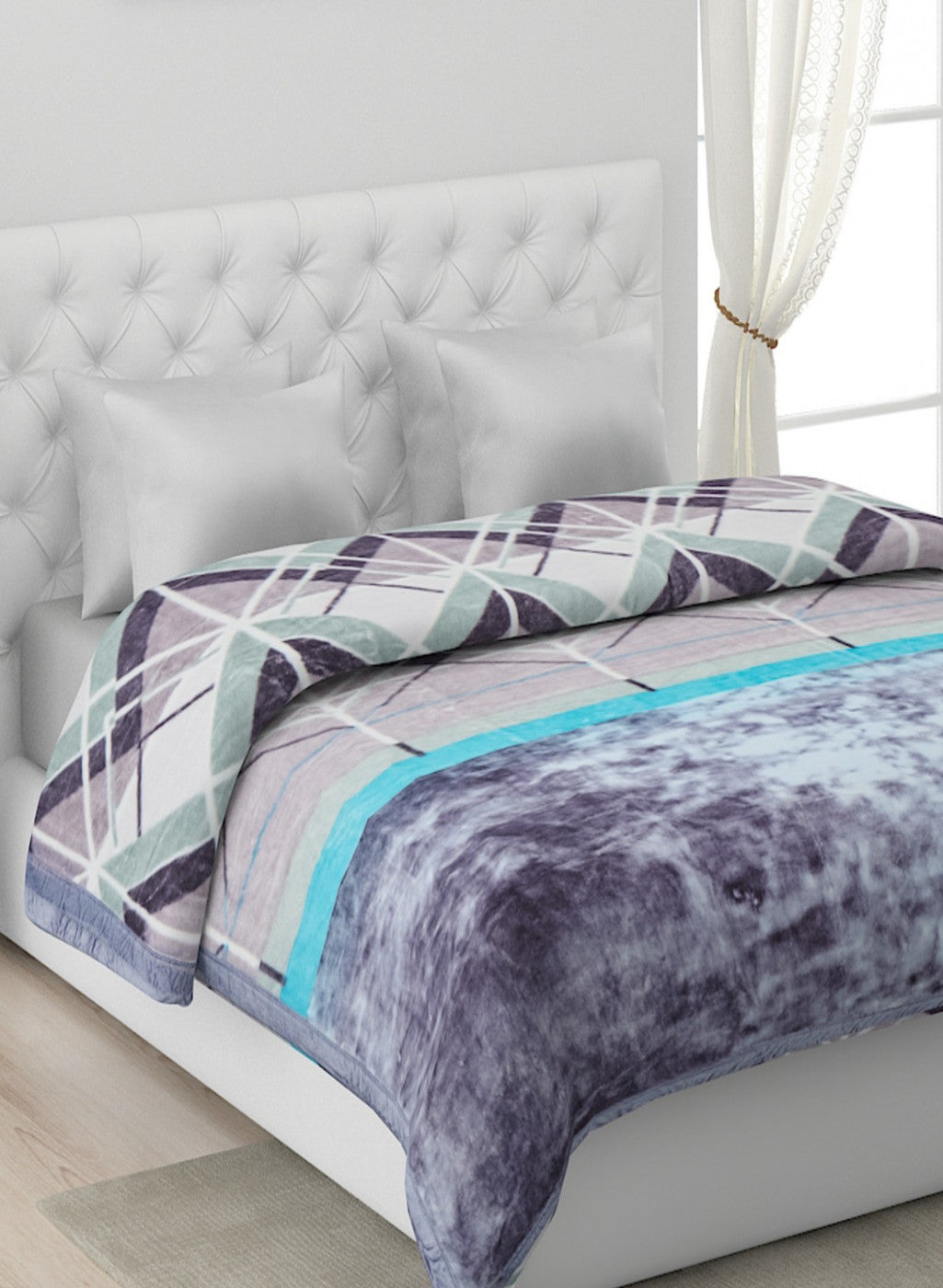 Printed Mink Double Blanket for Mild Winter - 1 Ply