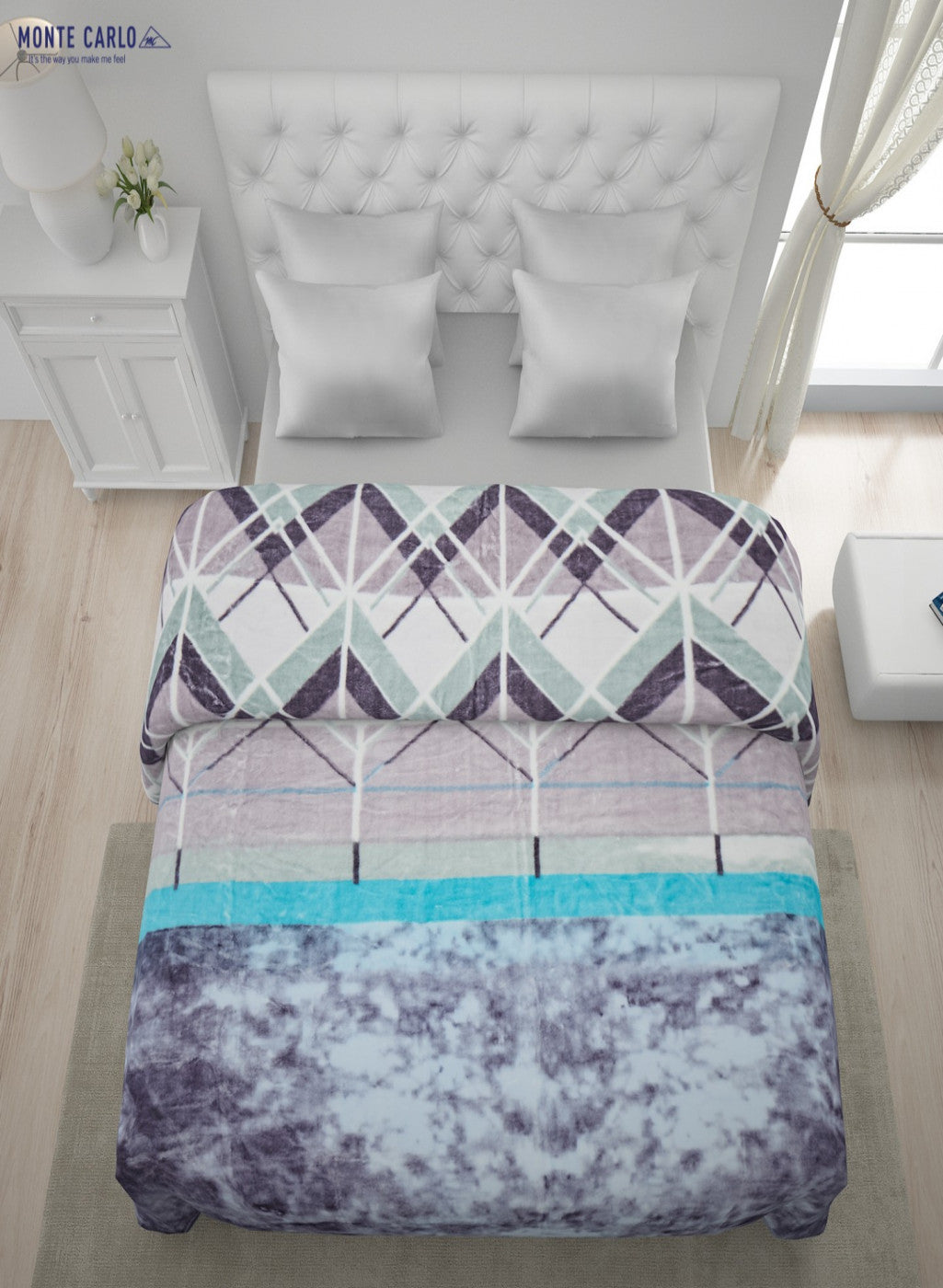 Printed Mink Double Blanket for Mild Winter - 1 Ply