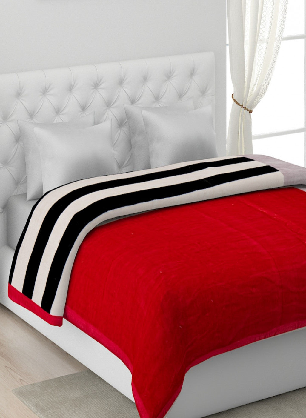 Printed Mink Double Blanket for Mild Winter - 1 Ply