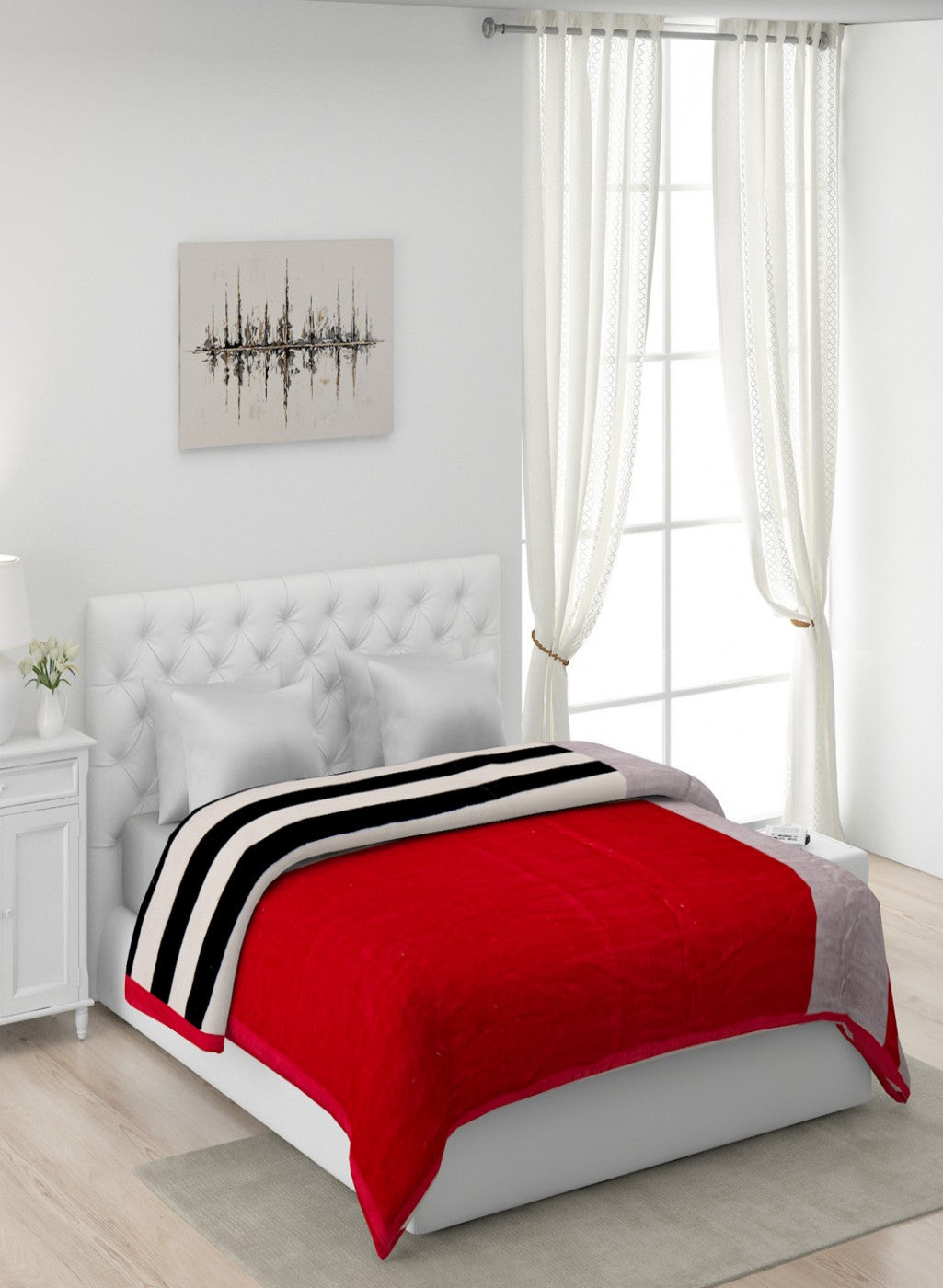 Printed Mink Double Blanket for Mild Winter - 1 Ply