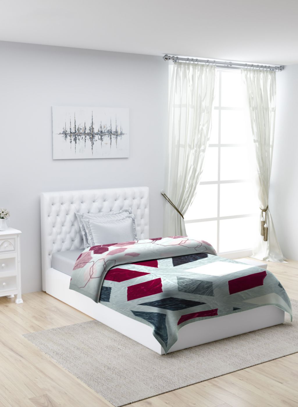 Printed Mink Single Blanket for Heavy Winter -2 Ply