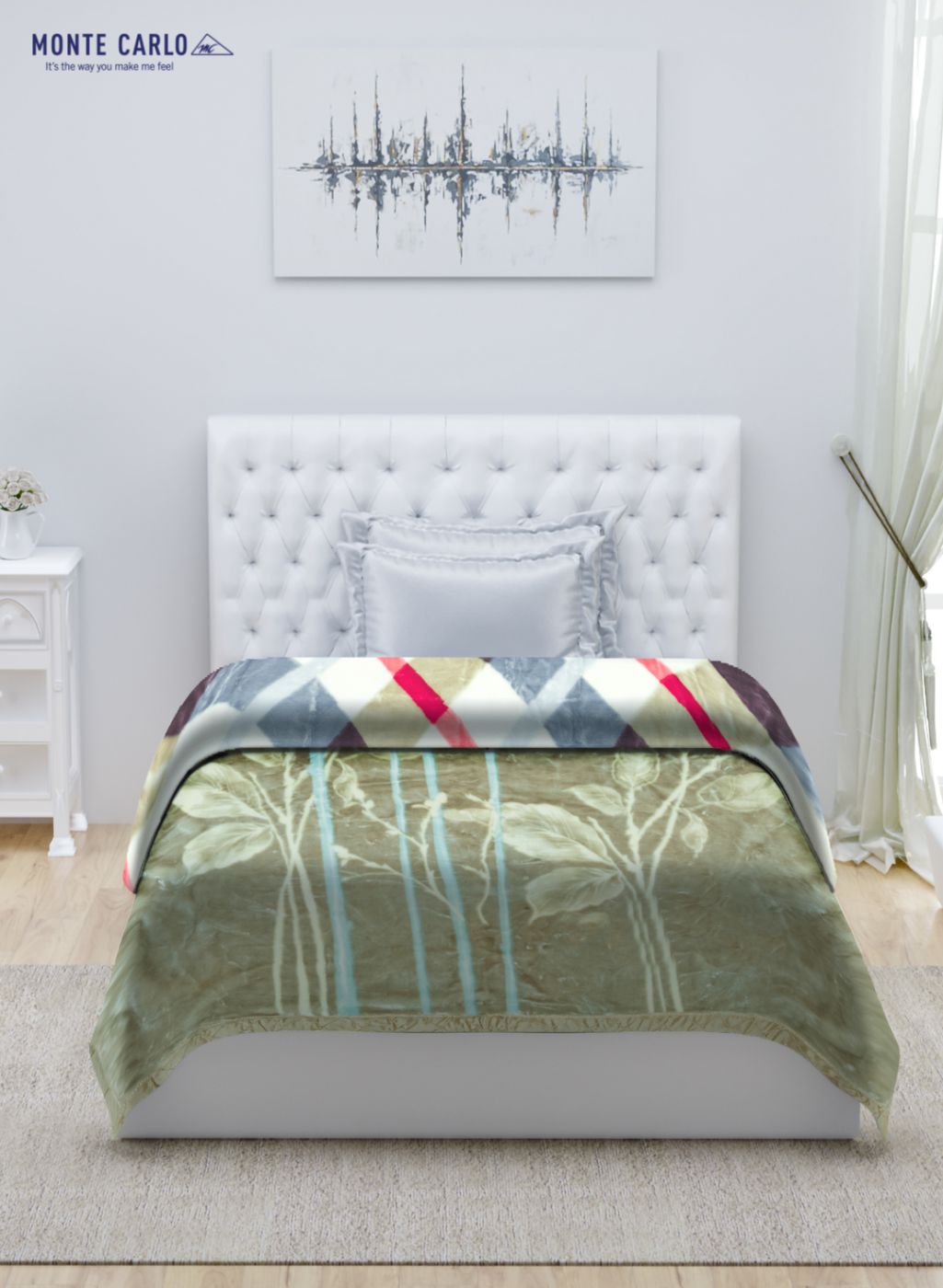 Printed Mink Single Blanket for Heavy Winter -2 Ply
