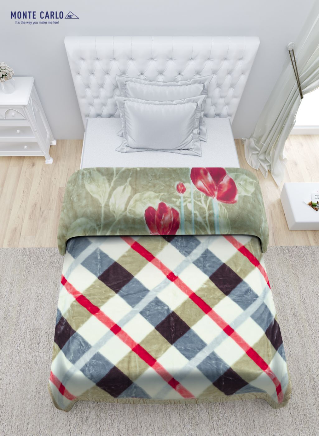 Printed Mink Single Blanket for Heavy Winter -2 Ply