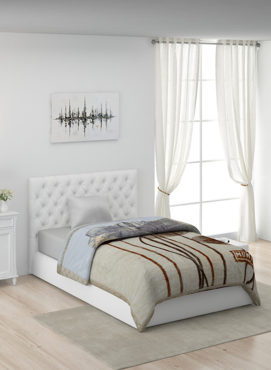 Printed Mink Single Blanket for Heavy Winter -2 Ply