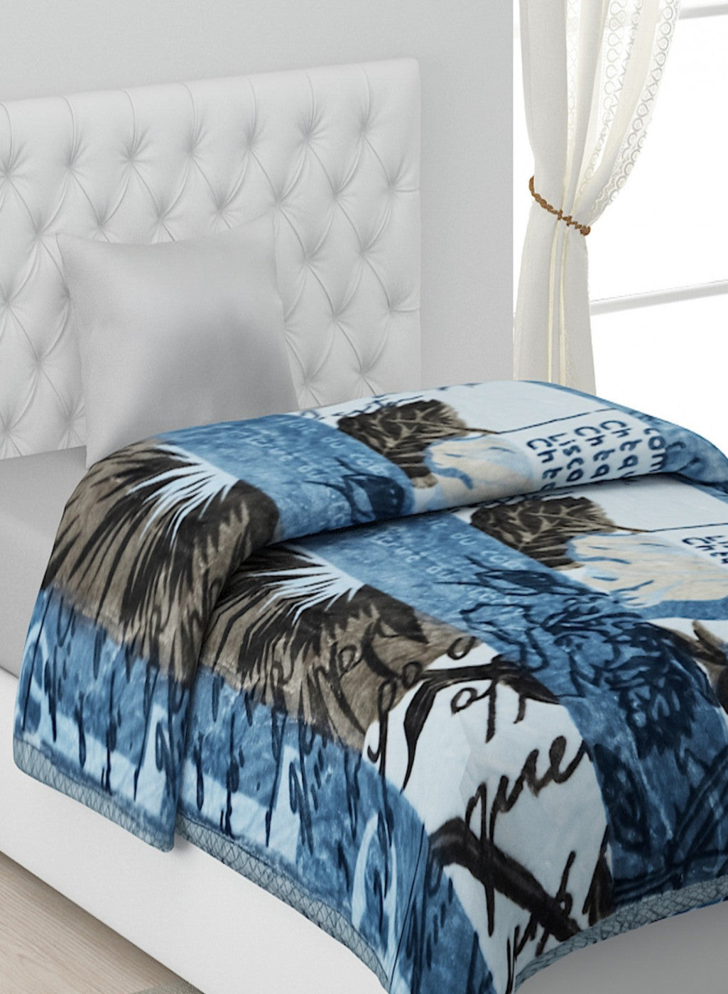 Printed Mink Single Blanket for Mild Winter -1 Ply