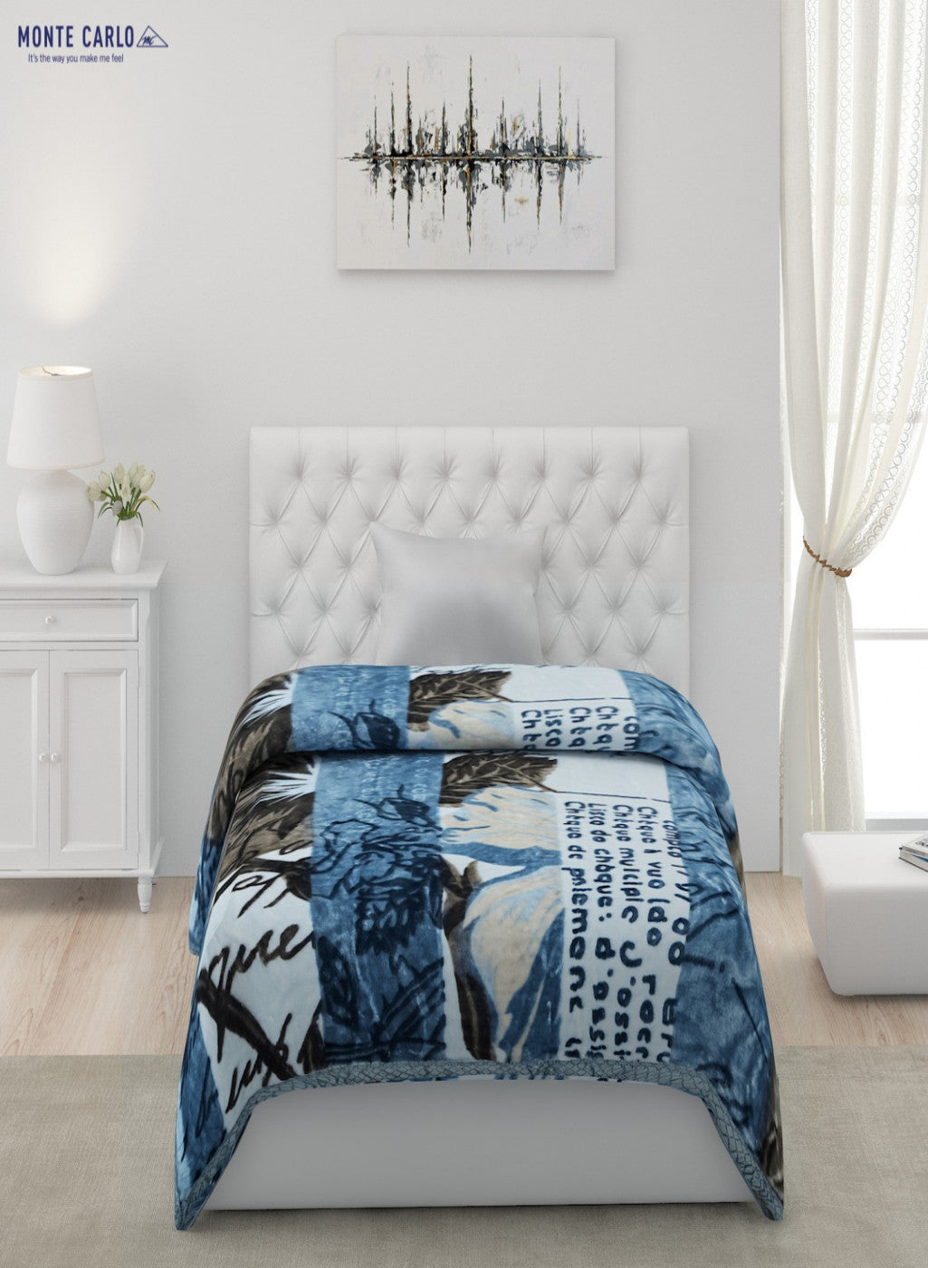 Printed Mink Single Blanket for Mild Winter -1 Ply