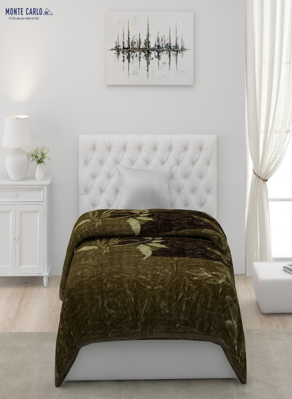 Printed Mink Single Blanket for Mild Winter -1 Ply