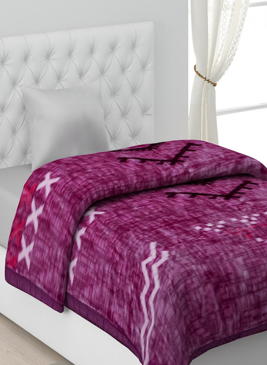 Printed Mink Single Blanket for Mild Winter -1 Ply