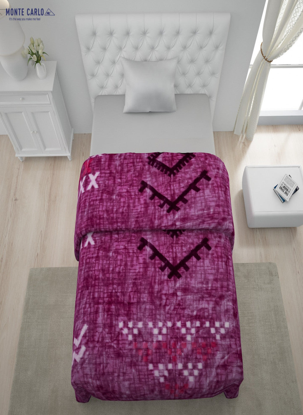 Printed Mink Single Blanket for Mild Winter -1 Ply